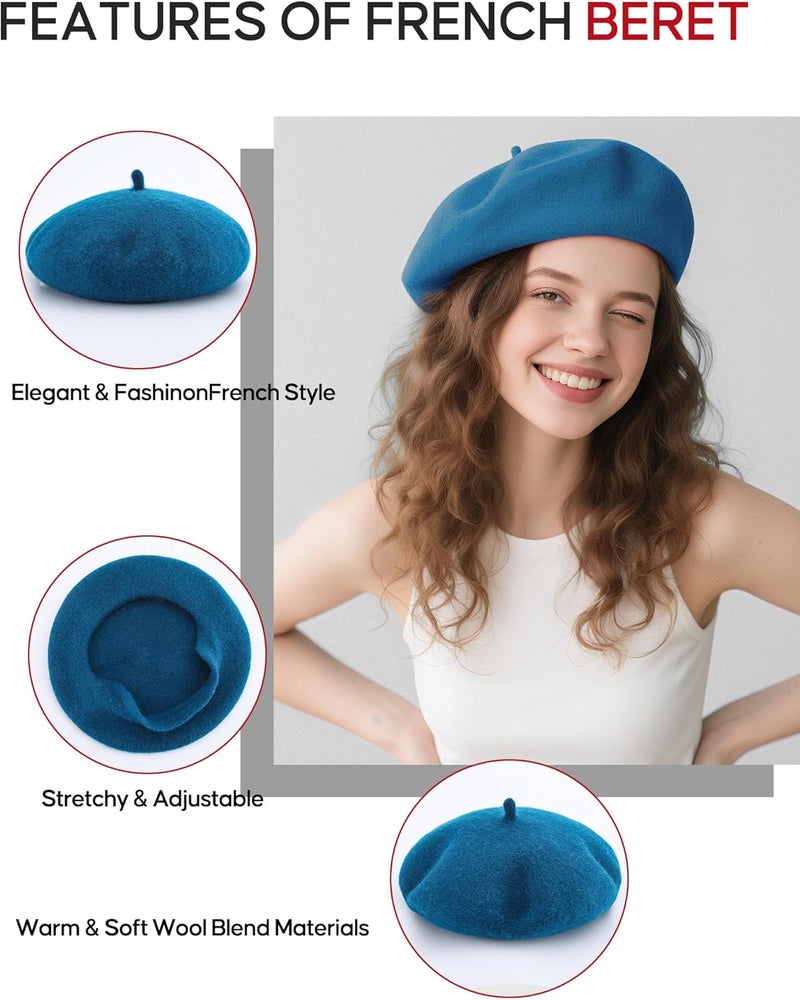 CKYPTFK Beret Hats for Women Holiday Wool French Style-Black/Red Church Hat-Clueless Outfit & Men's Beret - Image 3